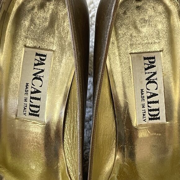 Vintage 1980s Pancaldi Pumps‎ Two Tone Gold Sz 7AA Made in Italy - Picture 11 of 13
